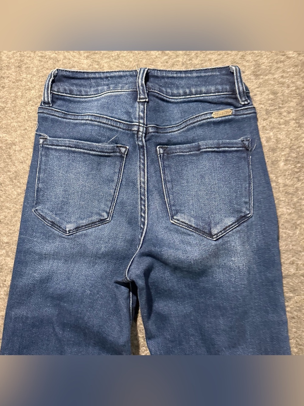 KanCan Ultra High Rise Super Flare Jeans Womens 23 (inseam 32) blue Fray Hem - Picture 5 of 13